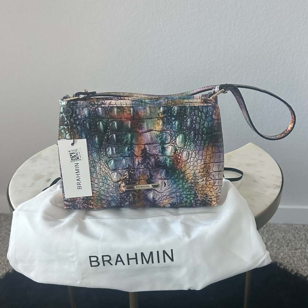 Brahmin Croc Embossed Shoulder Bag | Multicolor Leather | NWT | Statement Bag